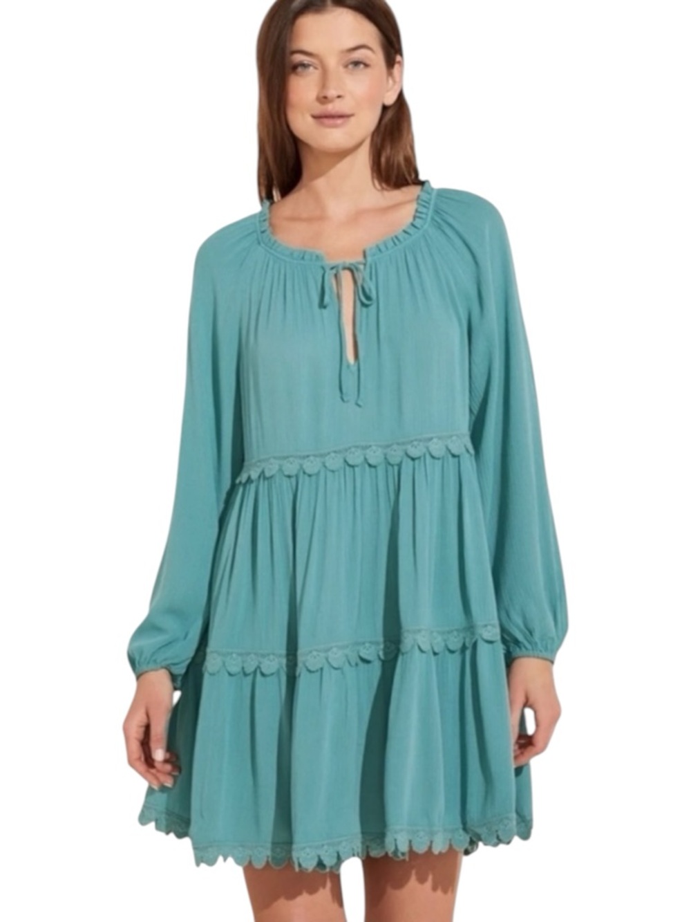 Eberjey Sofia Breezy Mini Dress S Swim Coverup Ocean Bay Blue
